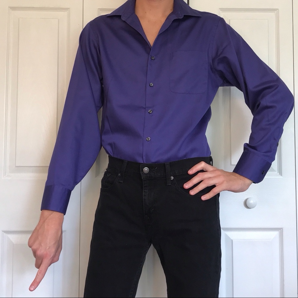 Purple Button-Up Dress Shirt